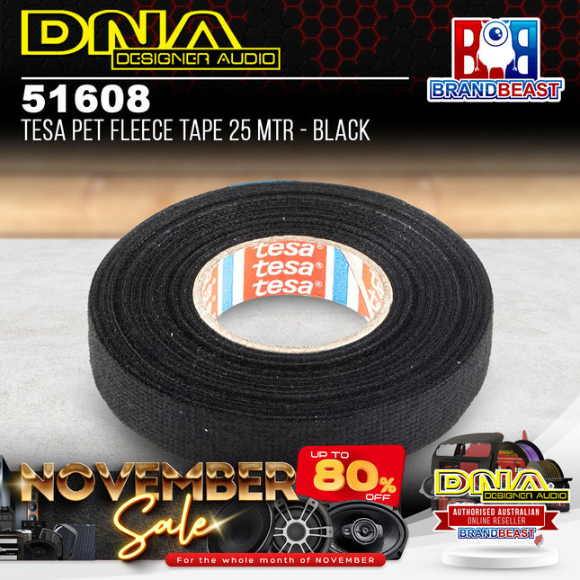 DNA 51608 Tesa PET Fleece Tape 25 Mtr - Black