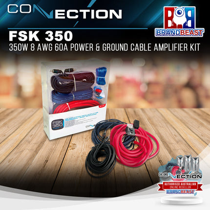 Connection FSK 350 350W 8 AWG 60A Power &amp; Ground Cable Amplifier Kit