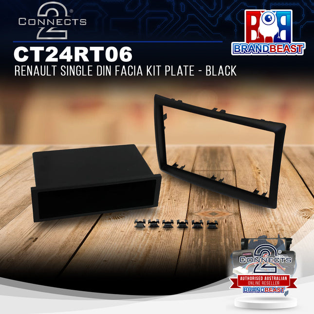 Connects2 CT24RT06 Renault Single DIN Facia Kit Plate - Black