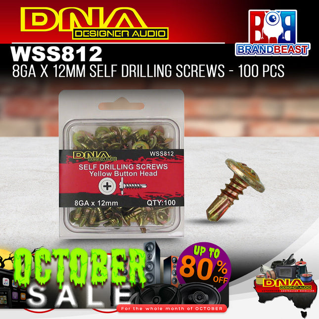 DNA WSS812 12mm 8 Gauge Self Drilling Screws - 100 Pieces