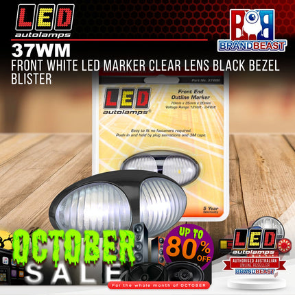 LED Autolamps 37WM Front White LED Marker Clear Lens Black Bezel Blister