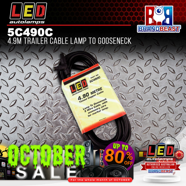 LED Autolamps 5C490C 4.9M Trailer Cable Lamp To Gooseneck