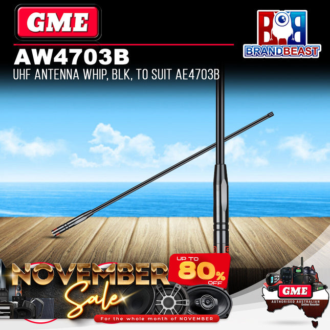 GME AW4703B 995mm Antenna Whip (6.6dbi Gain) - Black