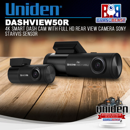 Uniden DASHVIEW50R 4K Smart Dash Cam with FULL HD Rear View Camera Sony Starvis Sensor