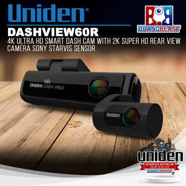 Uniden DASHVIEW60R 4K Ultra HD Smart Dash Cam with 2K Super HD Rear View Camera Sony Starvis Sensor