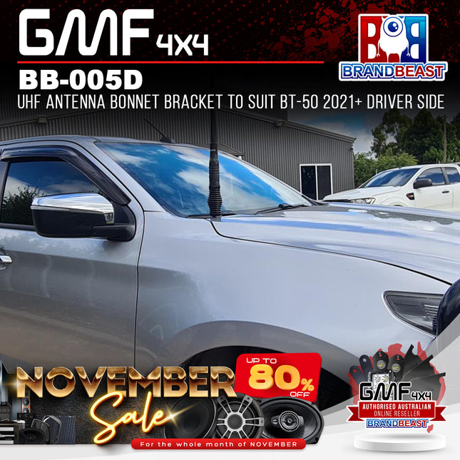 GMF4x4 BB-005D UHF Antenna Bonnet Bracket To Suit BT-50 2021+ Driver Side