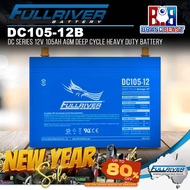 Fullriver DC105-12B DC Series 12V 105Ah AGM Deep Cycle Heavy Duty Battery