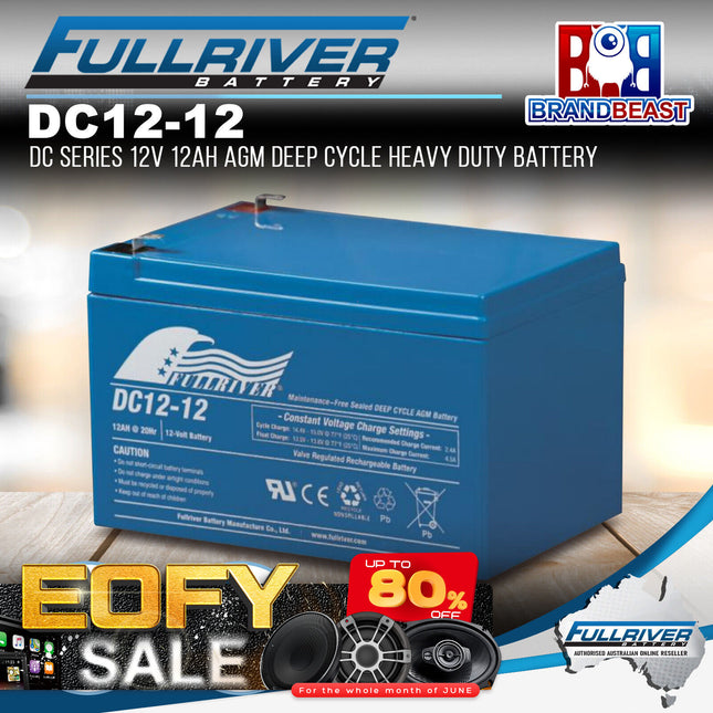 Fullriver DC12-12 DC Series 12V 12Ah AGM Deep Cycle Heavy Duty Battery