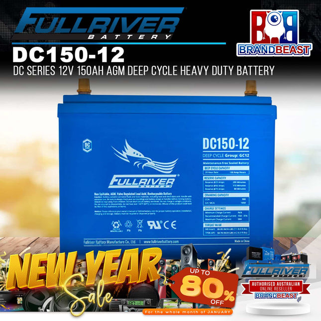 Fullriver DC150-12 DC Series 12V 150Ah AGM Deep Cycle Heavy Duty Battery