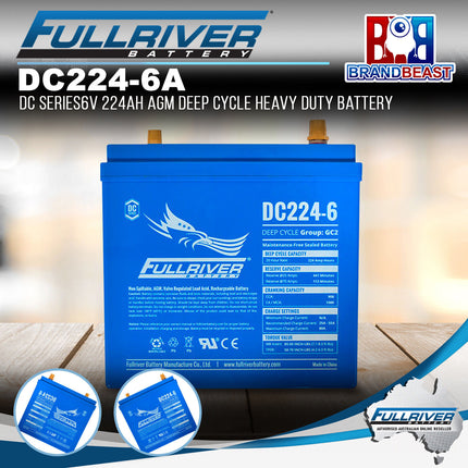 Fullriver DC224-6A DC Series 6V 224Ah AGM Deep Cycle Heavy Duty Battery