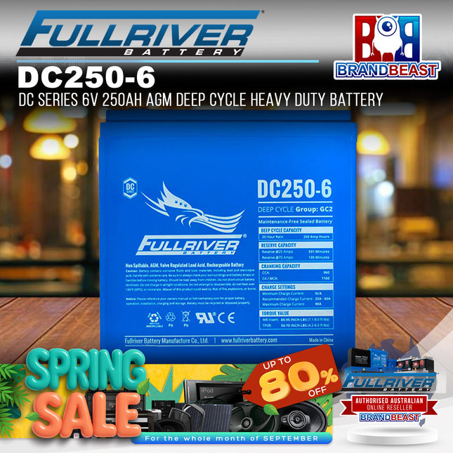 Fullriver DC250-6 DC Series 6V 250Ah AGM Deep Cycle Heavy Duty Battery