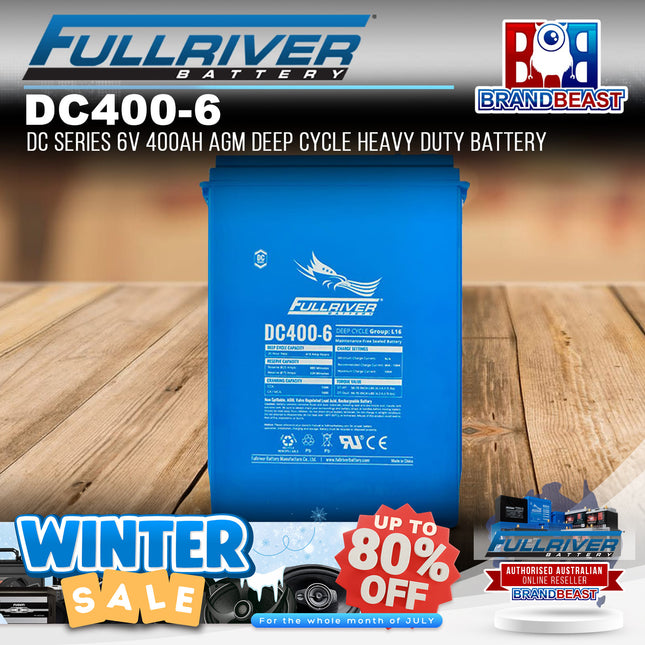 Fullriver DC400-6 DC Series 6V 400Ah AGM Deep Cycle Heavy Duty Battery