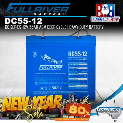 Fullriver DC55-12 DC Series 12V 55Ah AGM Deep Cycle Heavy Duty Battery