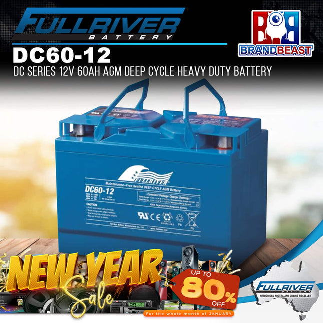 Fullriver DC60-12 DC Series 12V 60Ah AGM Deep Cycle Heavy Duty Battery