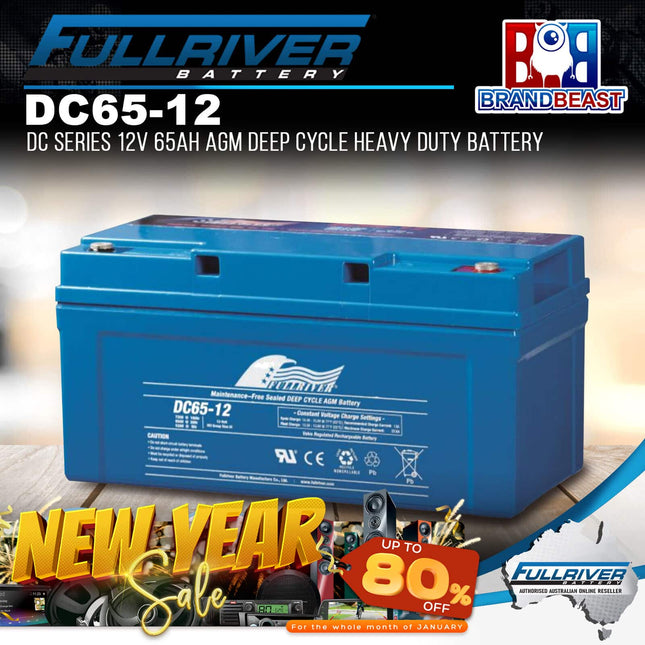 Fullriver DC65-12 (Japan) DC Series 12V 65Ah AGM Deep Cycle Heavy Duty Battery