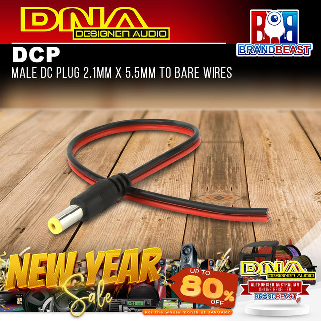 DNA DCP Male DC Plug 2.1mm x 5.5mm To Bare Wires