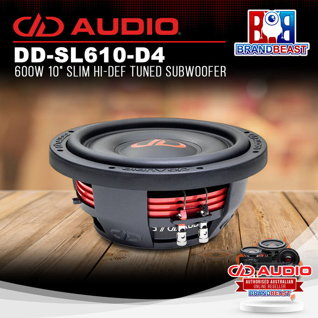 DD Audio DD-SL610-D4 600W 10" Slim Hi-Def Tuned Subwoofer