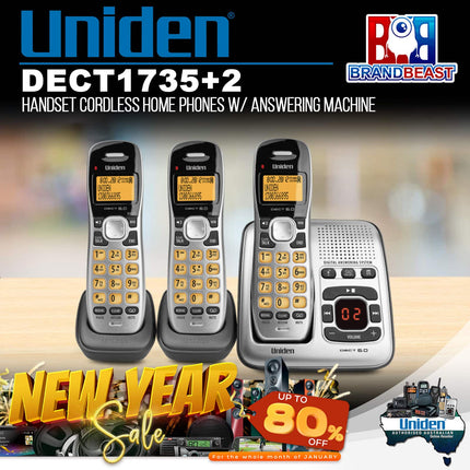 Uniden DECT1735+2 DECT Digital Phone System with Power Failure Backup