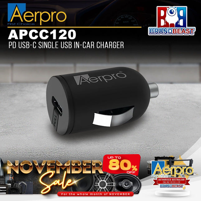 Aerpro APCC120 PD USB-C Single USB In-Car Charger