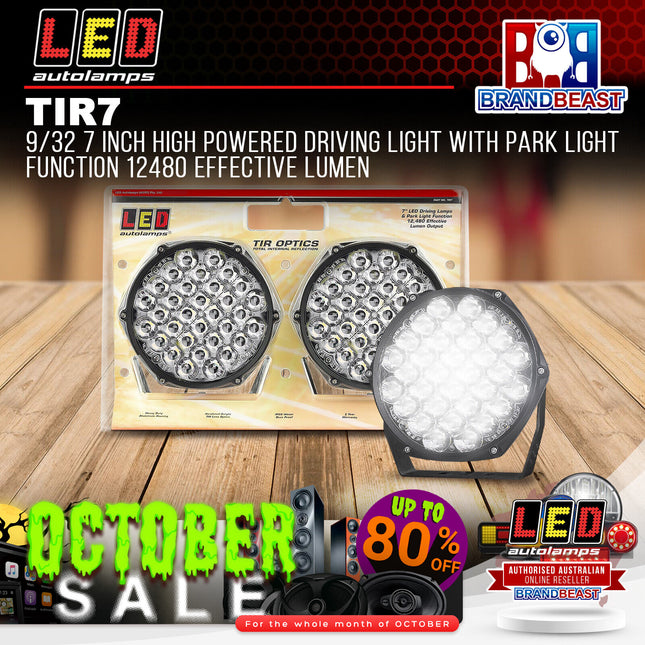LED Autolamps TIR7 9/32 7 Inch High Powered Driving Light With Park Light Functi