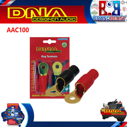 DNA AAC100 0 Gauge Ring Terminals - 1 Black & 1 Red