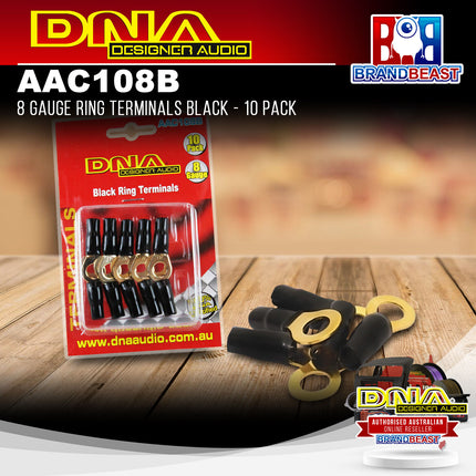 DNA AAC108B 8 Gauge Ring Terminals Black 10 PK Wiring