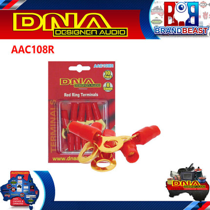 DNA AAC108R 8 Gauge Ring Terminals - Red (10 PK)