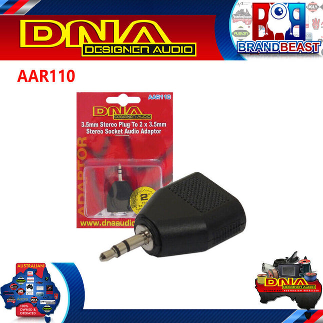 DNA AAR110 3.5mm Stereo Plug To 2 Socket Adaptor - 1 Pack