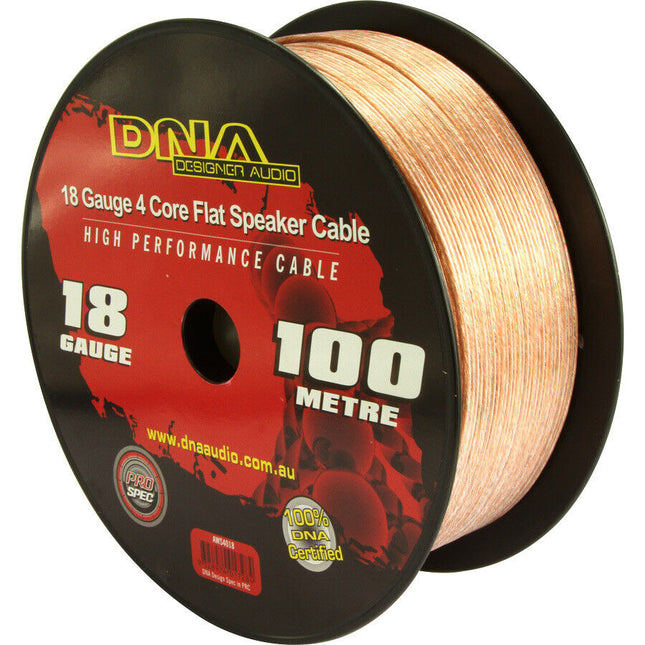 DNA AWS4018 100m of 4 Core Flat 18 Gauge Speaker Cable