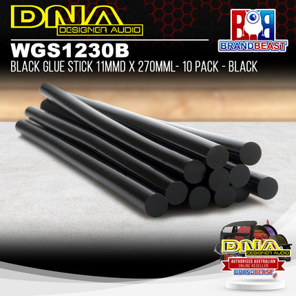 DNA WGS1230B Black Glue Stick 11mmD x 270mmL- 10 Pack - Black