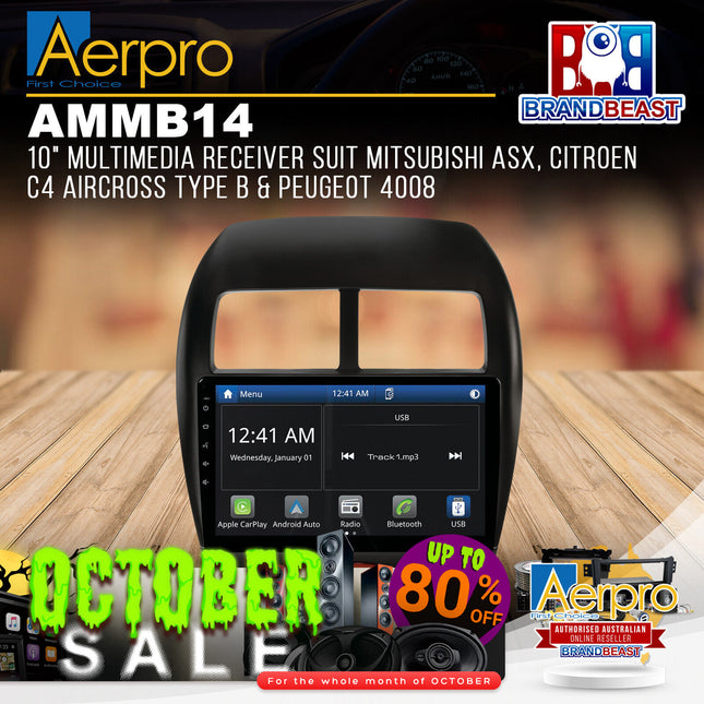 Aerpro AMMB14 10" Multimedia Receiver Suit Mitsubishi/Citroen/Peugeot Vehicles