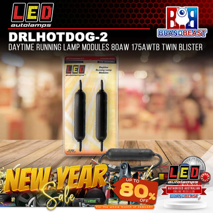 LED Autolamps DRLHOTDOG-2 Daytime Running Lamp Modules 80AW 175AWTB Twin Blister