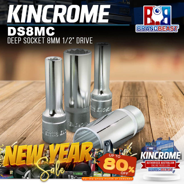 KINCROME DS8MC Deep Socket 8mm 1/2&quot; Drive