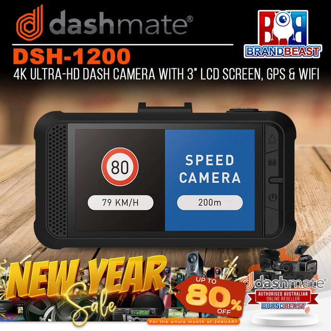 Dashmate DSH-1200 4K Ultra- HD Dash Camera with 3‚Äù LCD Screen, GPS & WiFi