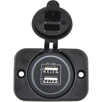 DRIVETECH 4X4 DT-17102 Dual USB Charger Socket 12/24V – Fast 2.4A Per Port for Cars, 4WD & Trucks