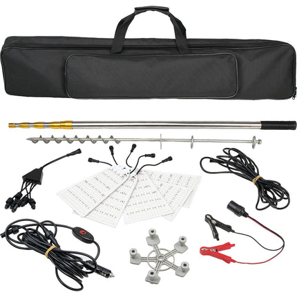 Drivetech 4x4 DT-5SMD Telescopic Camping Light - Dual Colour Dimmable 12V LED Overhead Area Light with 3.8m Telescopic Pole, IP67 Waterproof, 50m Illumination Range for 4WD Camping and Outdoor Adventures