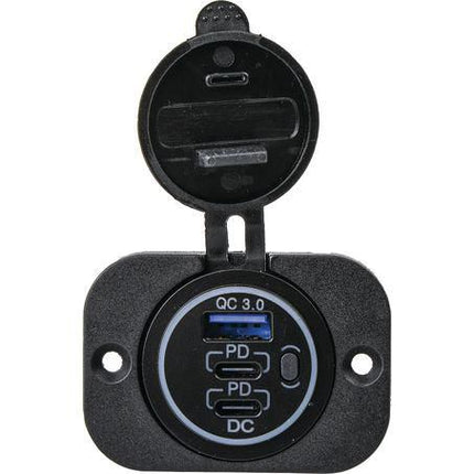 Drivetech 4x4 DT-17104 QC3.0 Quick Charge USB and Dual 55W Type-C Port Power Socket