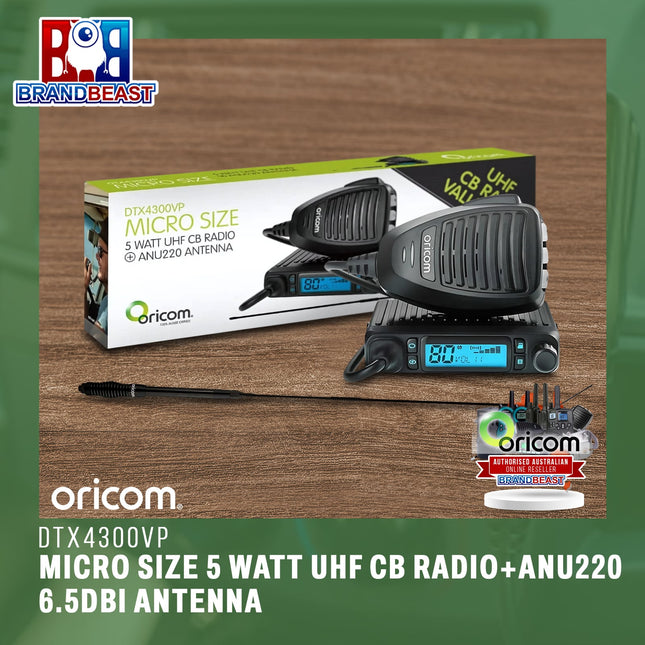 Oricom DTX4300VP Micro Size 5 WATT UHF CB RADIO + ANU220 6.5dBi Antenna