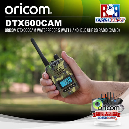 Oricom DTX600CAM Waterproof 5 Watt Handheld UHF CB Radio (Camo)