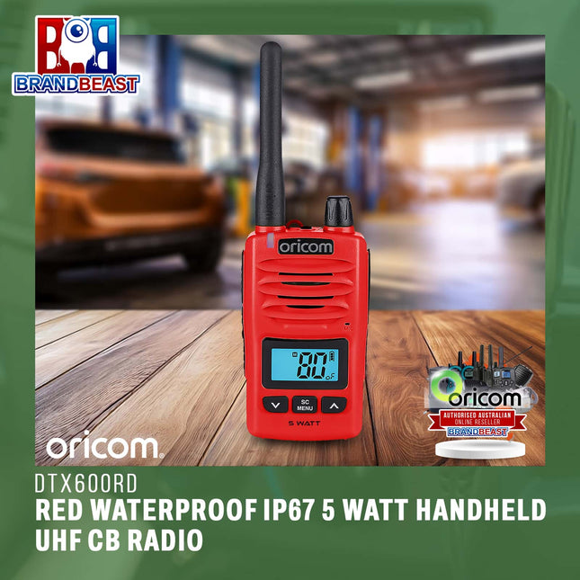 Oricom DTX600RD Red Waterproof IP67 5 Watt Handheld UHF CB Radio