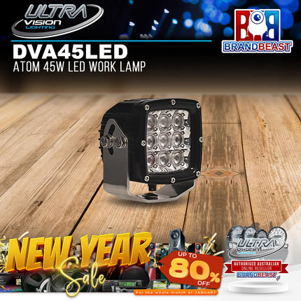 Ultra Vision Lighting DVA45LEDEU4 ATOM 45W LED Work Lamp - 4000K Euro Beam