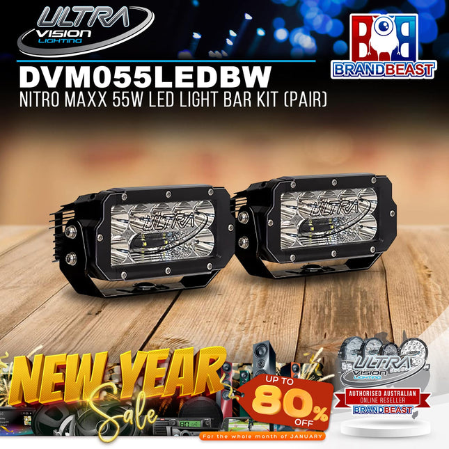 Ultra Vision Lighting DVM055LEDBW4/PR Nitro Maxx 55W LED Light Bar Kit (Pair) - 4500K