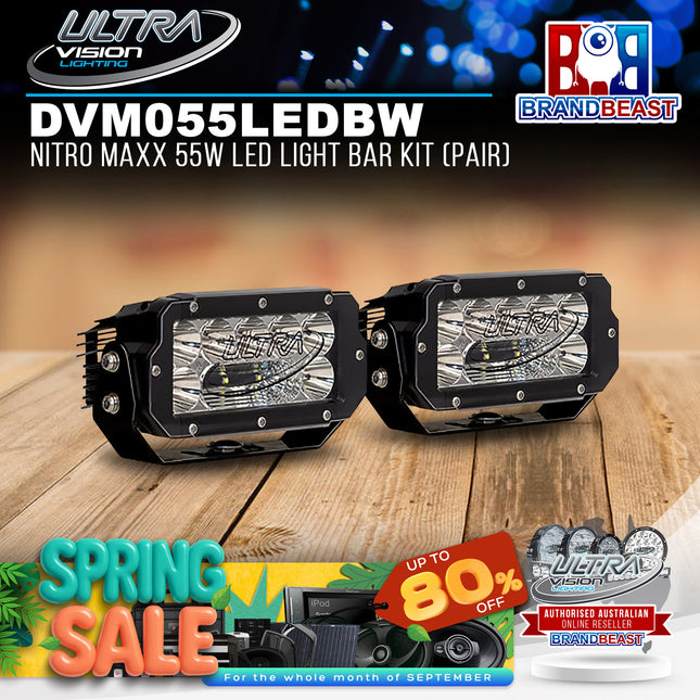 Ultra Vision Lighting DVM055LEDBW/PR Nitro Maxx 55W LED Light Bar Kit (Pair) - 5700K