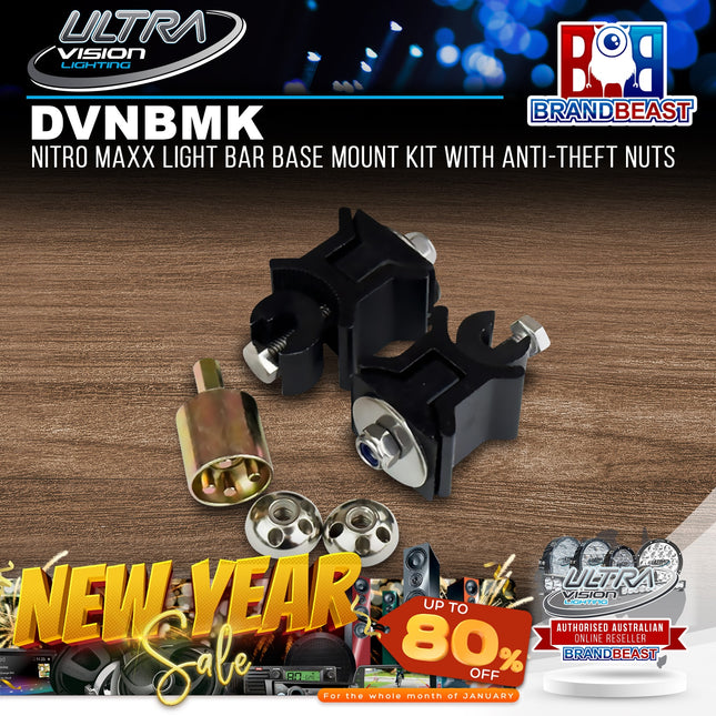 Ultra Vision Lighting DVNBMK Nitro MAXX Light Bar Base Mount Kit With Anti-Theft Nuts