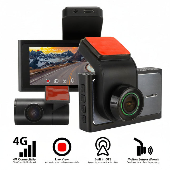 DNA DVR2CHS-4G 2K Front 4G Dash Cam with 3" IPS and 1080P Rear Camera