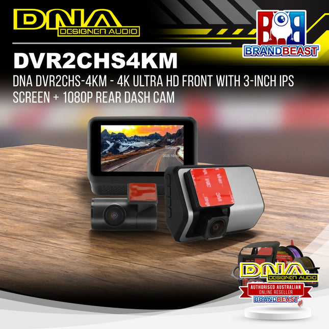 DNA DVR2CHS-4KM - 4K Ultra HD Front With 3-inch IPS Screen + 1080P Rear Dash Cam