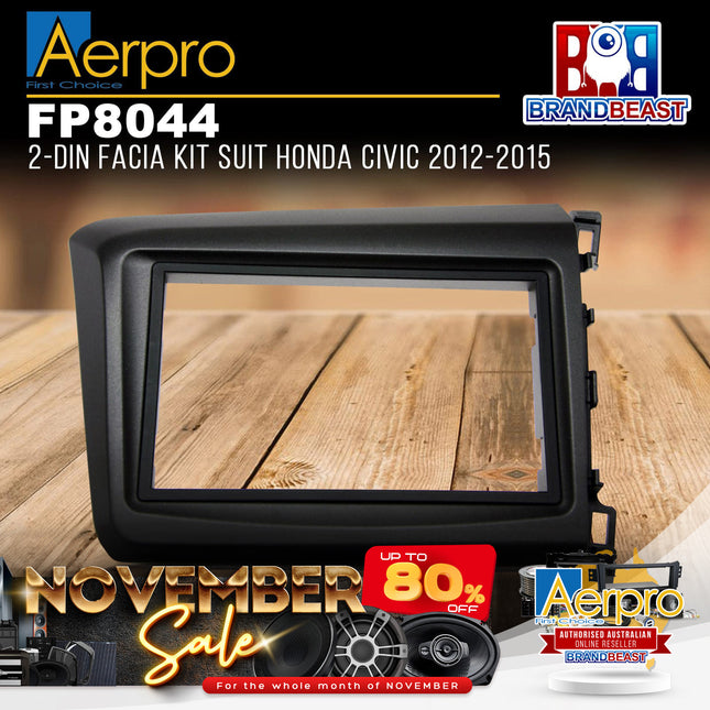 Aerpro FP8044 2DIN Gunmetal Grey Facia Kit Suit Honda Civic Sedan 2012 - 2015