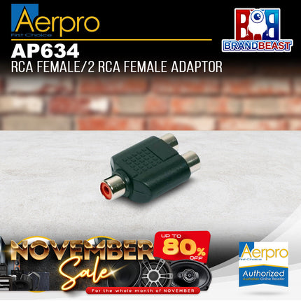 Aerpro AP634 RCA Female/2 RCA Female Adaptor