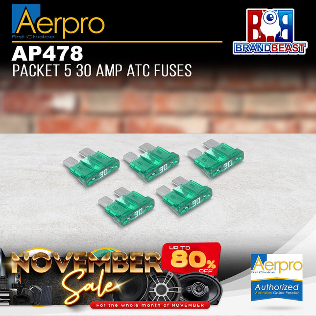 Aerpro AP478 30 Amp ATC Fuses Suits AP472 Fuse Holder - Packet of 5