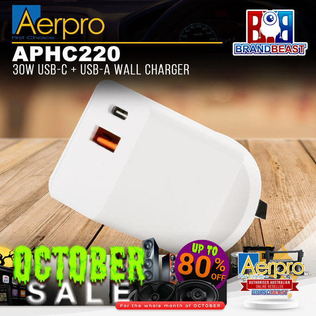 Aerpro APHC220 30W USB-C + USB-A Wall Charger